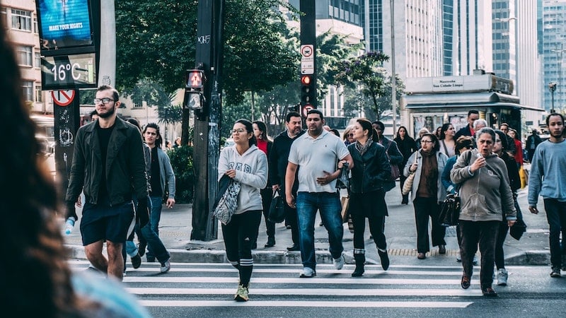 people crossing road