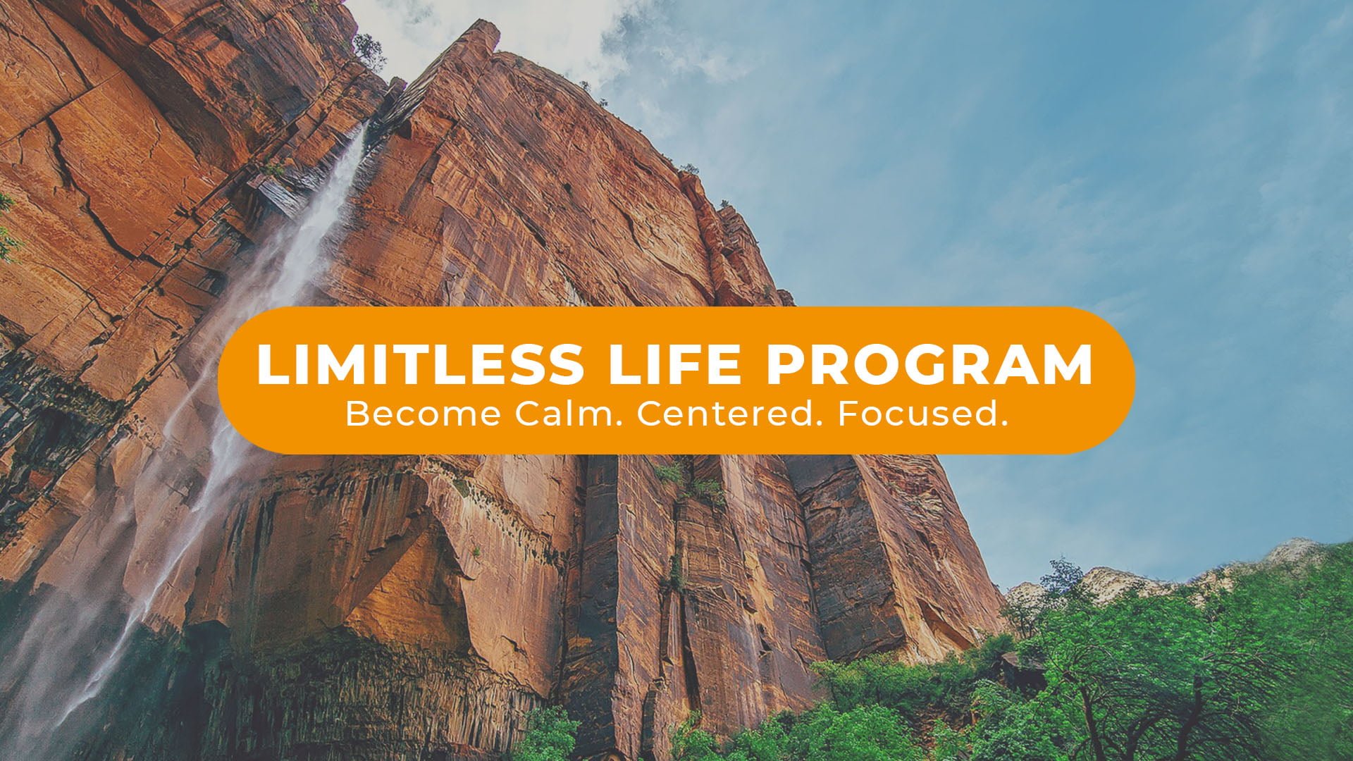 limitless life program banner - a rocky waterfall