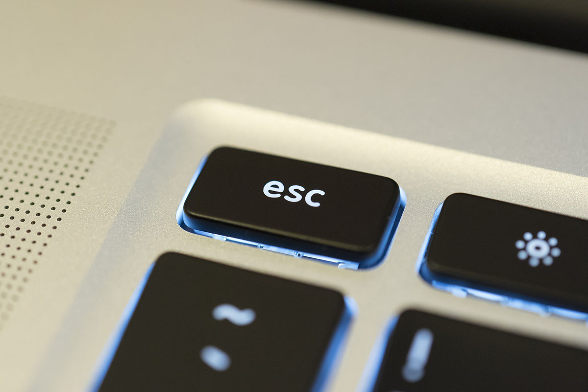 close up of computer keyboard escape button